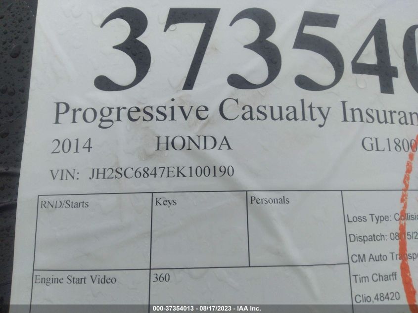 2014 HONDA GL1800 B - JH2SC6847EK100190