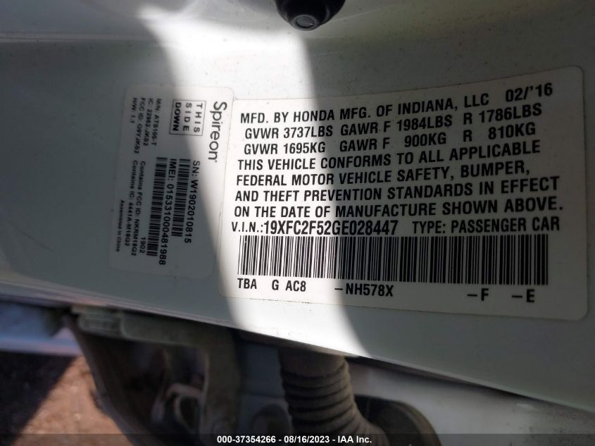 2016 HONDA CIVIC SEDAN LX - 19XFC2F52GE028447