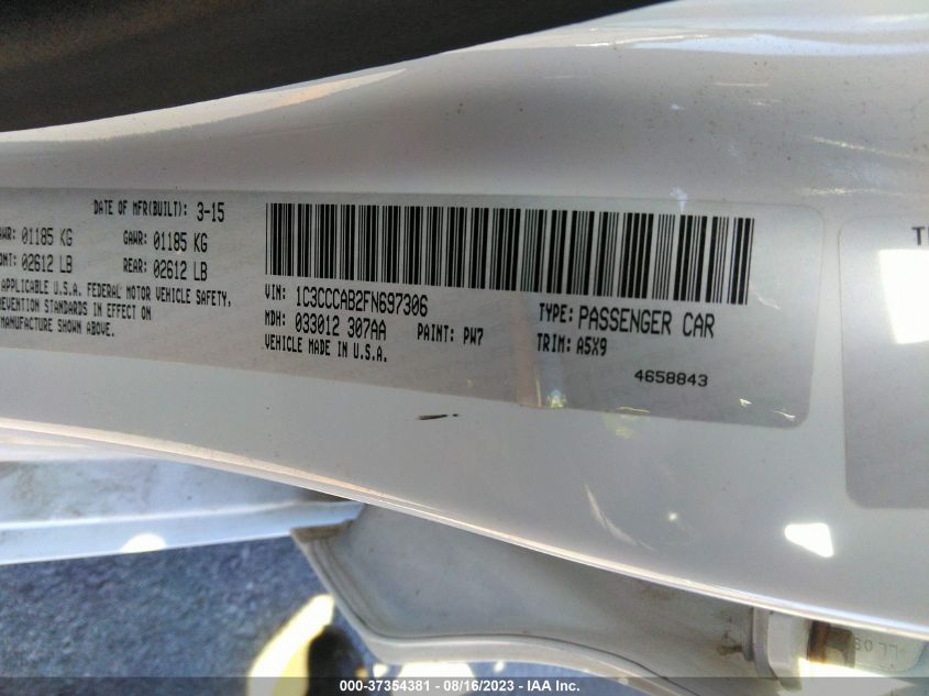 2015 CHRYSLER 200 LIMITED - 1C3CCCAB2FN697306