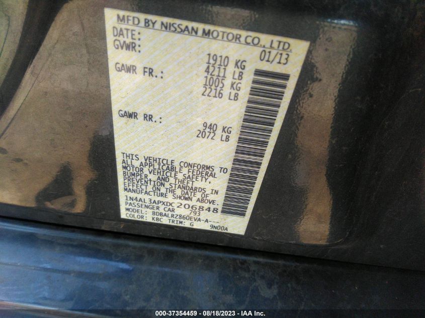 2013 NISSAN ALTIMA 2.5 S - 1N4AL3APXDC206848