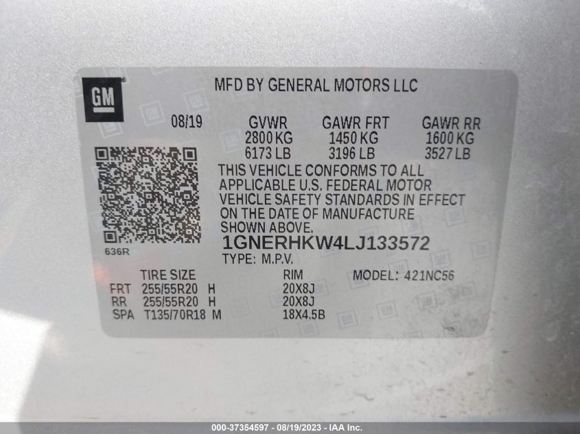 2020 CHEVROLET TRAVERSE LT LEATHER - 1GNERHKW4LJ133572
