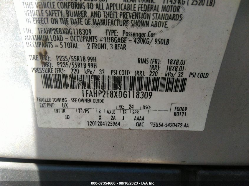 2013 FORD TAURUS SEL - 1FAHP2E8XDG118309