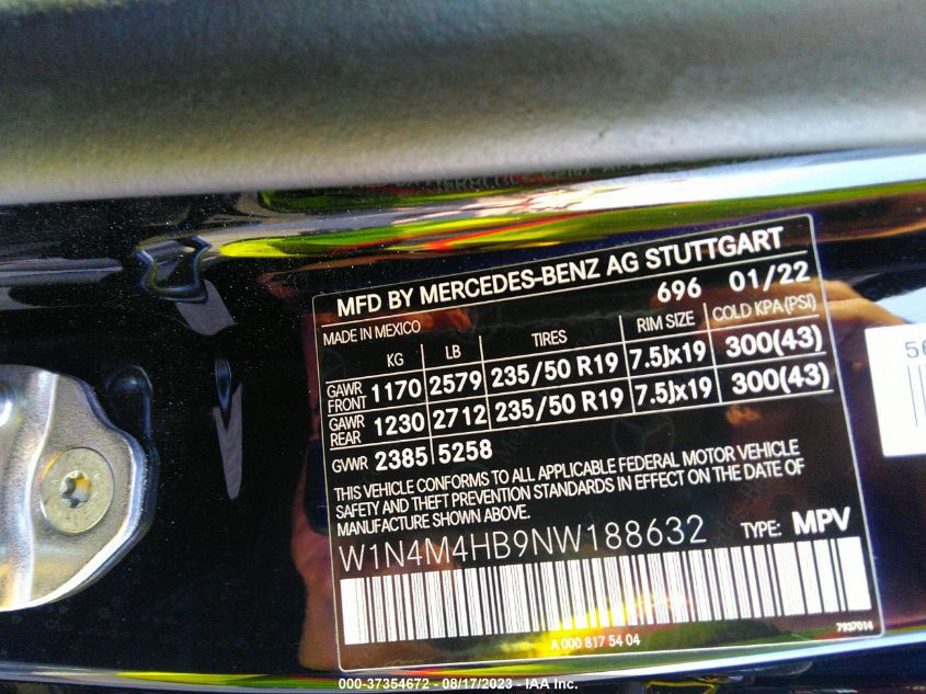 2022 MERCEDES-BENZ GLB GLB 250 W1N4M4HB9NW188632