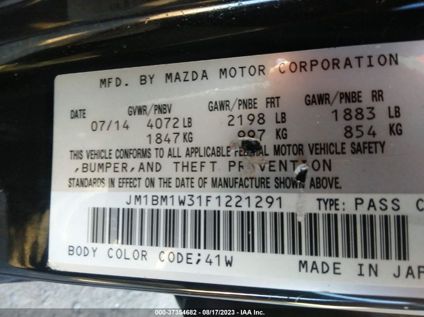 2015 MAZDA MAZDA3 S GRAND TOURING - JM1BM1W31F1221291