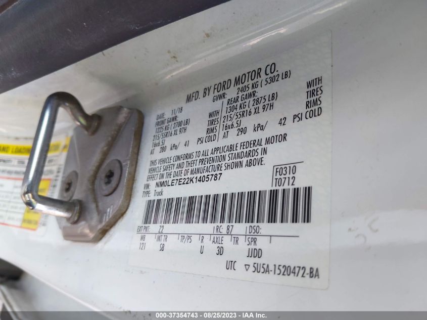2019 FORD TRANSIT CONNECT VAN XL - NM0LE7E22K1405787