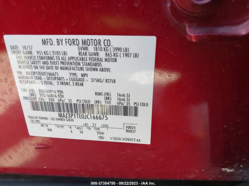 2018 FORD ECOSPORT SE - MAJ3P1TE0JC166675