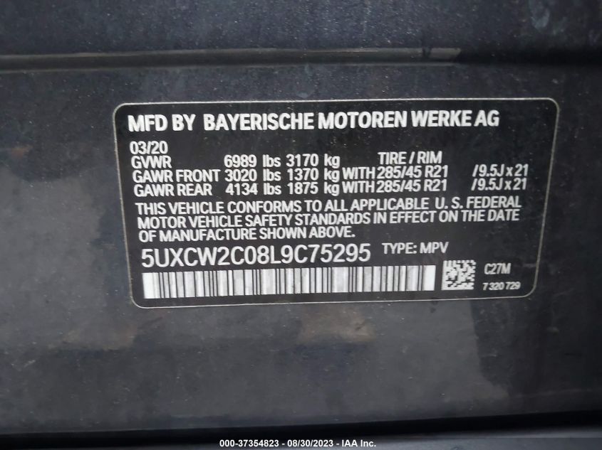 2020 BMW X7 XDRIVE40I 5UXCW2C08L9C75295