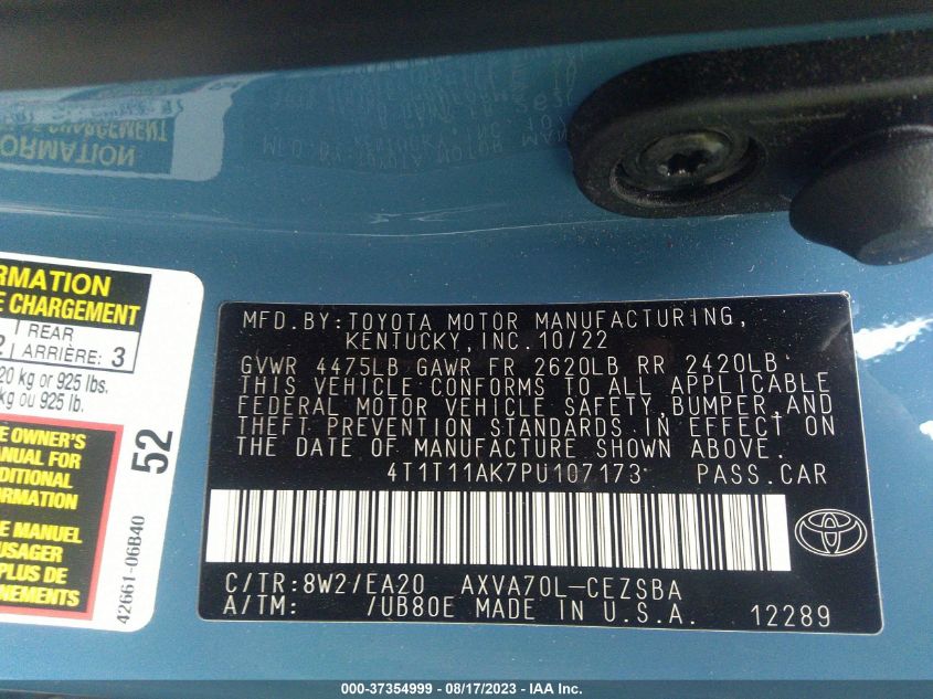 2023 TOYOTA CAMRY SE NIGHT SHADE/SE - 4T1T11AK7PU107173