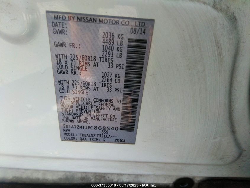 2014 NISSAN ROGUE SL - 5N1AT2MT1EC868540