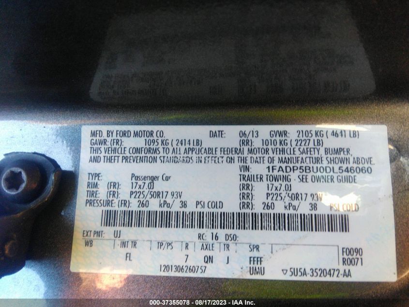 2013 FORD C-MAX HYBRID SEL - 1FADP5BU0DL546060