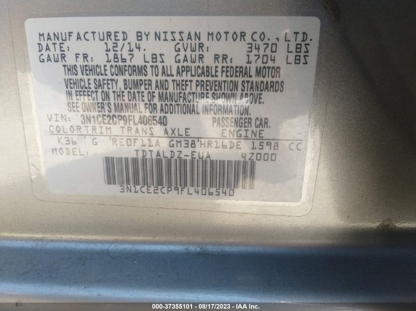 2015 NISSAN VERSA NOTE SV - 3N1CE2CP9FL406540