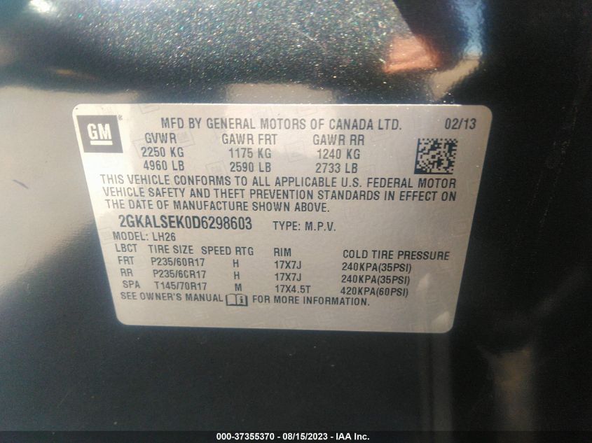 2013 GMC TERRAIN SLE - 2GKALSEK0D6298603