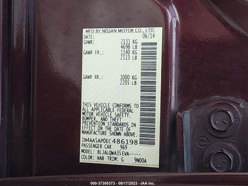 2014 NISSAN MAXIMA 3.5 - 1N4AA5AP0EC486198