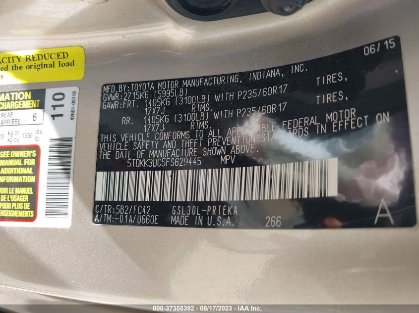 2015 TOYOTA SIENNA LE - 5TDKK3DC5FS629445