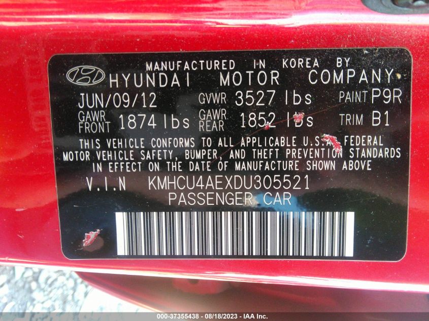 2013 HYUNDAI ACCENT GLS/SE - KMHCU4AEXDU305521