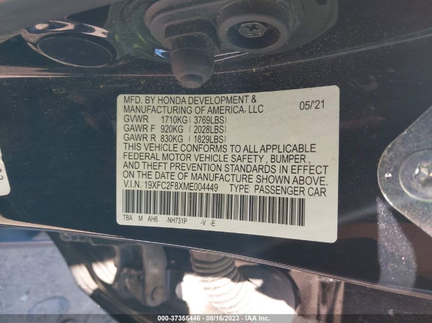 2021 HONDA CIVIC SEDAN SPORT - 19XFC2F8XME004449