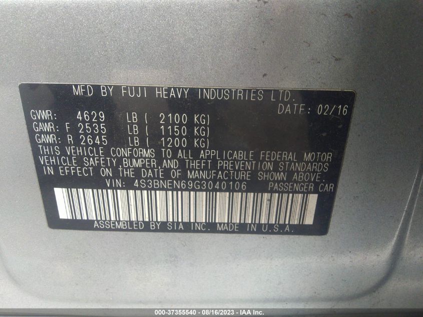 2016 SUBARU LEGACY 3.6R LIMITED - 4S3BNEN69G3040106
