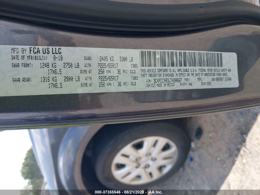 2018 DODGE JOURNEY SE - 3C4PDCAB3JT490667