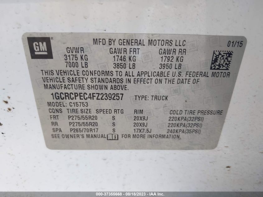 2015 CHEVROLET SILVERADO 1500 LS - 1GCRCPEC4FZ239257