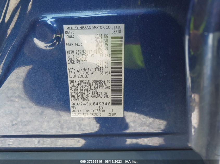 2018 NISSAN ROGUE SV/SL - 5N1AT2MV6JC845346