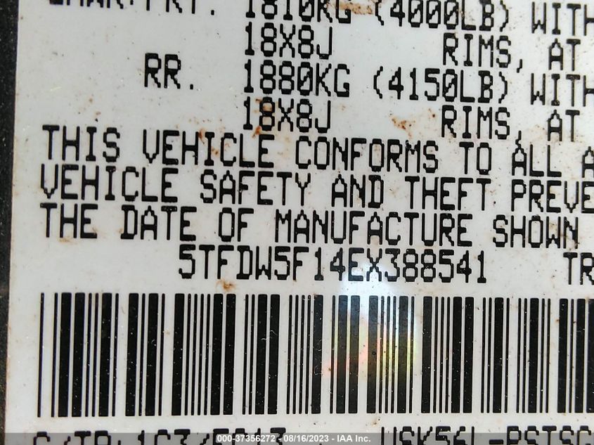2014 TOYOTA TUNDRA 4WD TRUCK SR5 5TFDW5F14EX388541