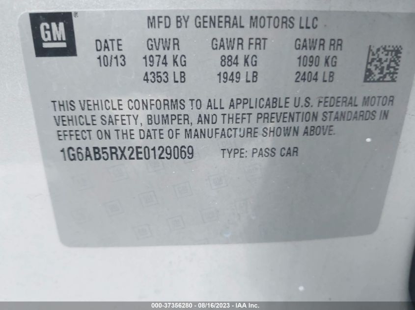 2014 CADILLAC ATS LUXURY RWD - 1G6AB5RX2E0129069