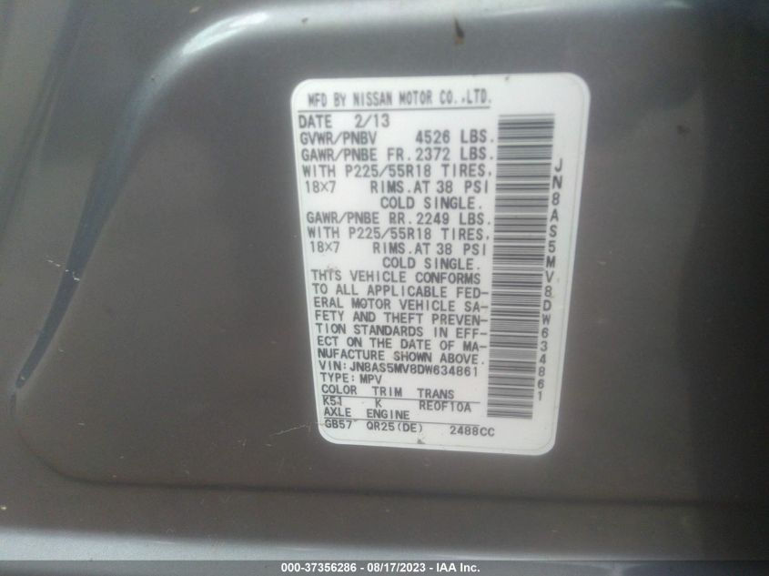 2013 NISSAN ROGUE SL - JN8AS5MV8DW634861