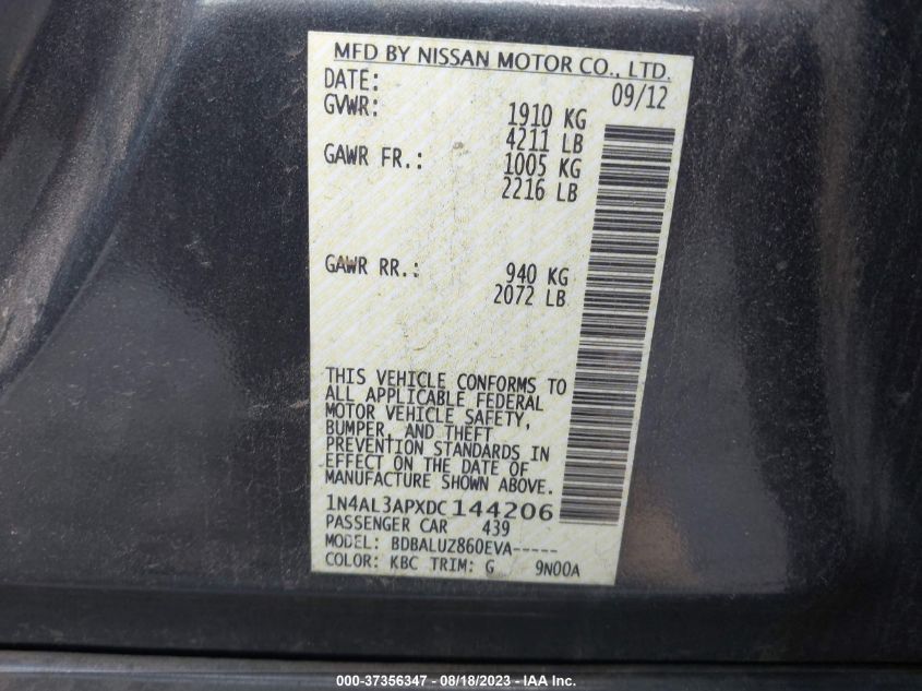 2013 NISSAN ALTIMA 2.5/S/SV/SL - 1N4AL3APXDC144206