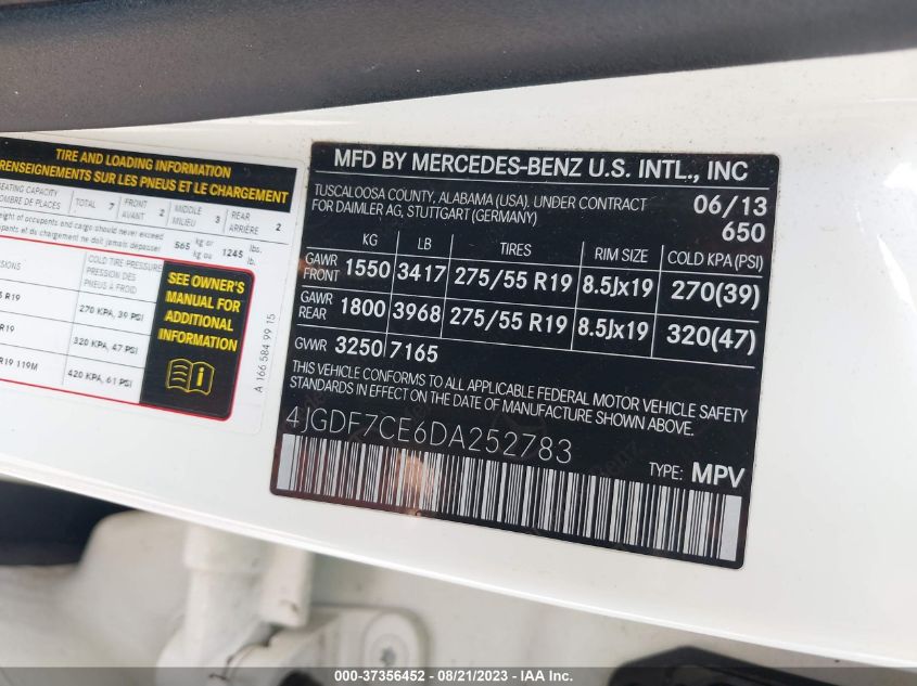 2013 MERCEDES-BENZ GL-CLASS GL 450 4JGDF7CE6DA252783
