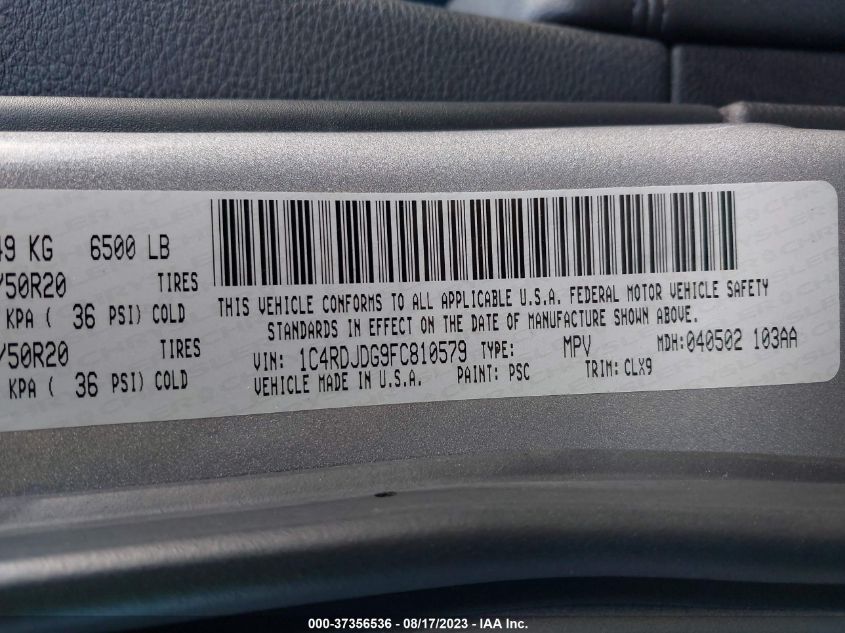 2015 DODGE DURANGO LIMITED - 1C4RDJDG9FC810579