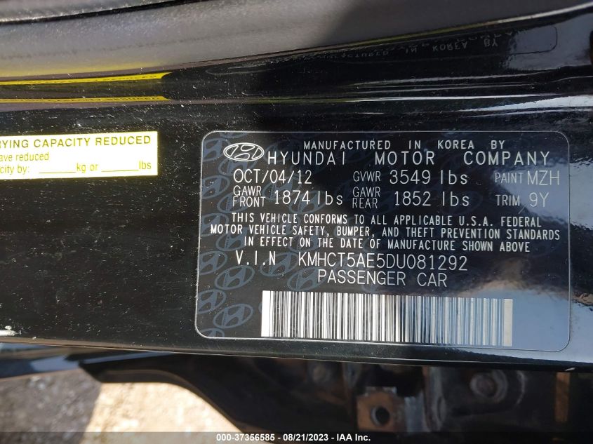 2013 HYUNDAI ACCENT GS - KMHCT5AE5DU081292
