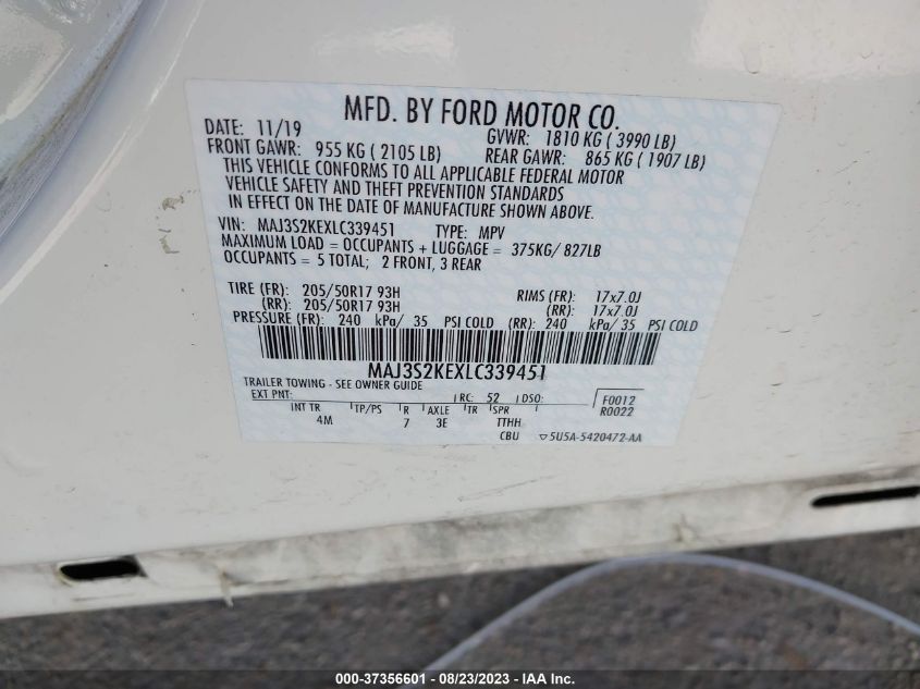 2020 FORD ECOSPORT TITANIUM - MAJ3S2KEXLC339451