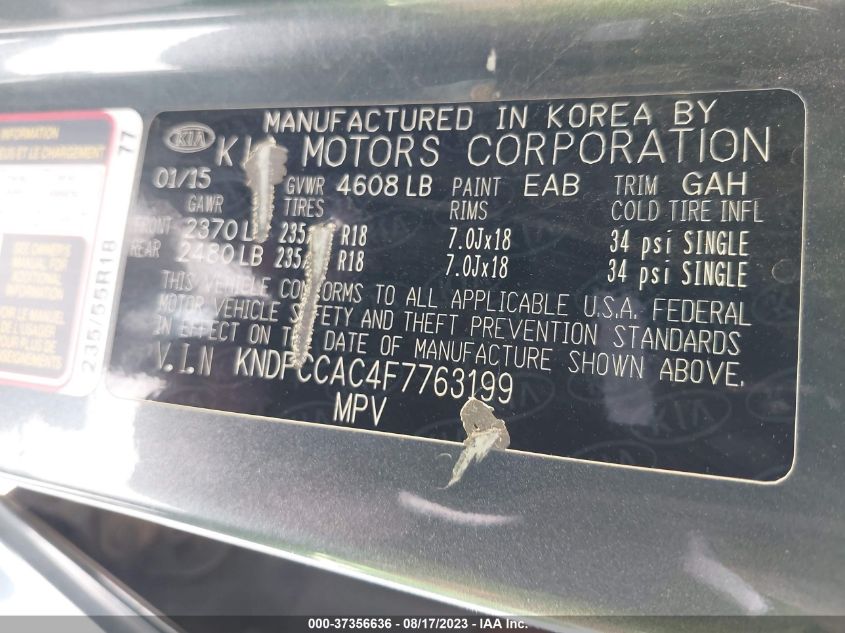 2015 KIA SPORTAGE EX - KNDPCCAC4F7763199