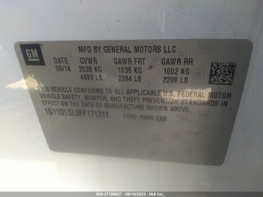 2015 CHEVROLET MALIBU LT - 1G11D5SL9FF171311