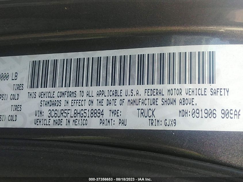 2017 RAM 2500 LARAMIE - 3C6UR5FL8HG518894