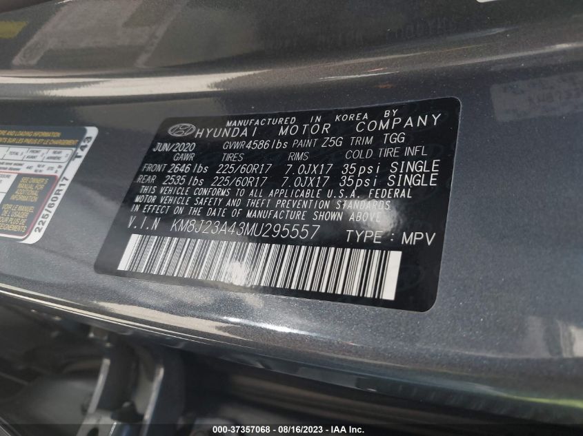 2021 HYUNDAI TUCSON SE - KM8J23A43MU295557