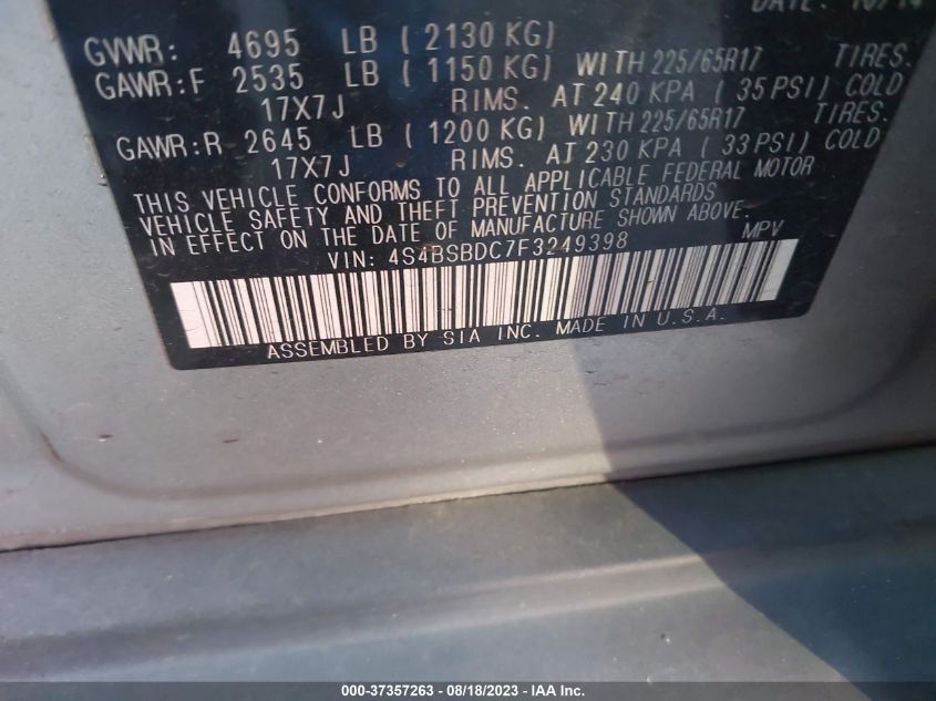 2015 SUBARU OUTBACK 2.5I PREMIUM - 4S4BSBDC7F3249398