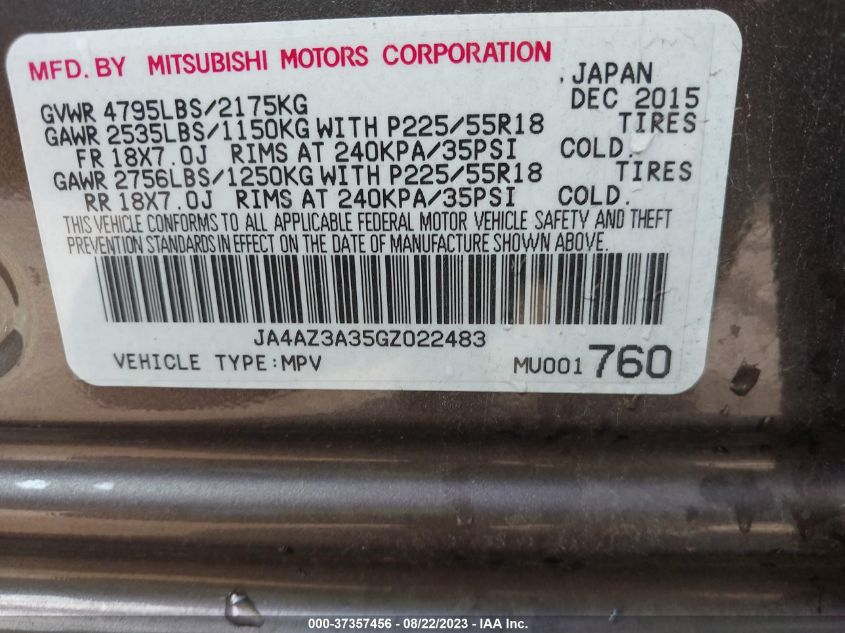 2016 MITSUBISHI OUTLANDER SE/SEL/ES - JA4AZ3A35GZ022483