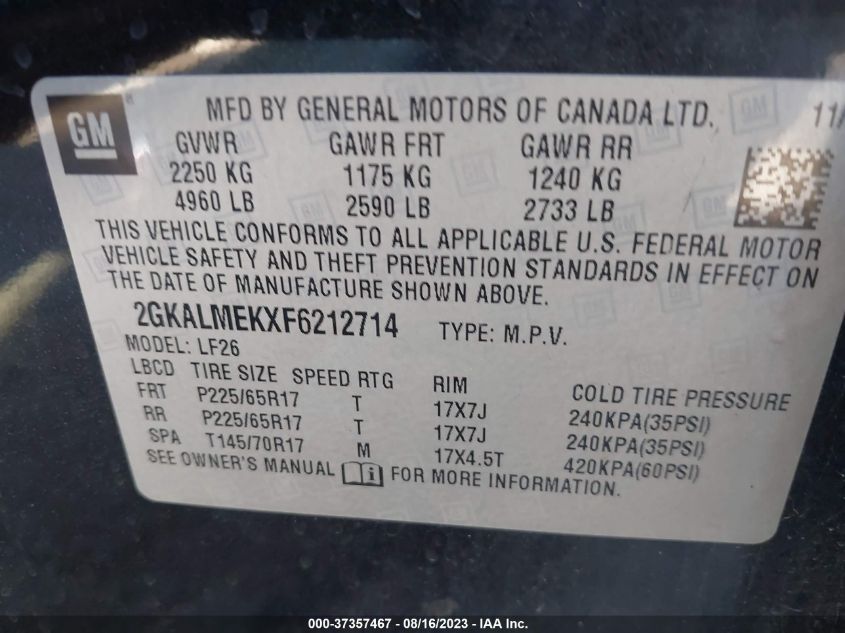 2015 GMC TERRAIN SLE - 2GKALMEKXF6212714