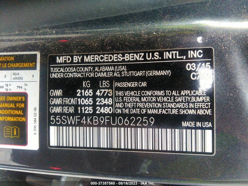 2015 MERCEDES-BENZ C-CLASS C 300 - 55SWF4KB9FU062259