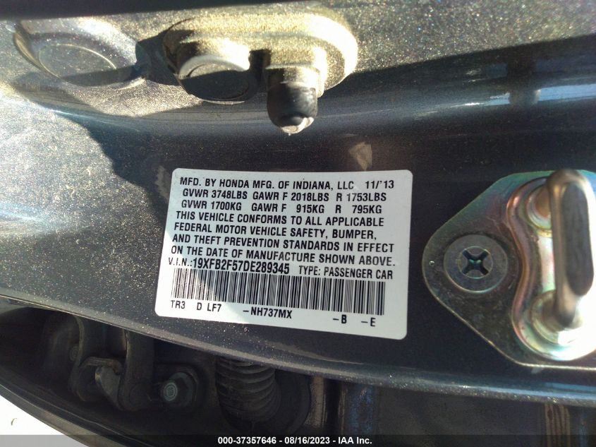 2013 HONDA CIVIC SDN LX - 19XFB2F57DE289345