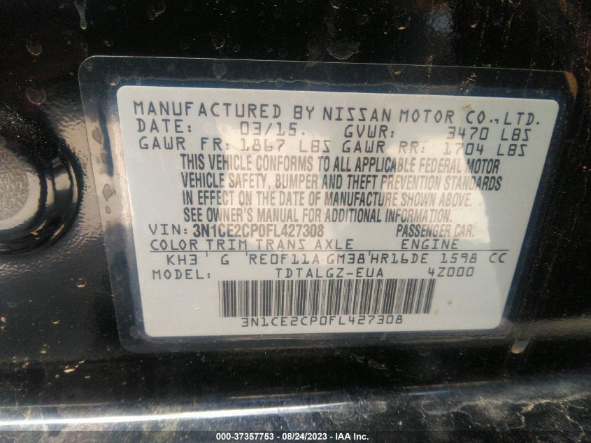 2015 NISSAN VERSA NOTE SR - 3N1CE2CP0FL427308