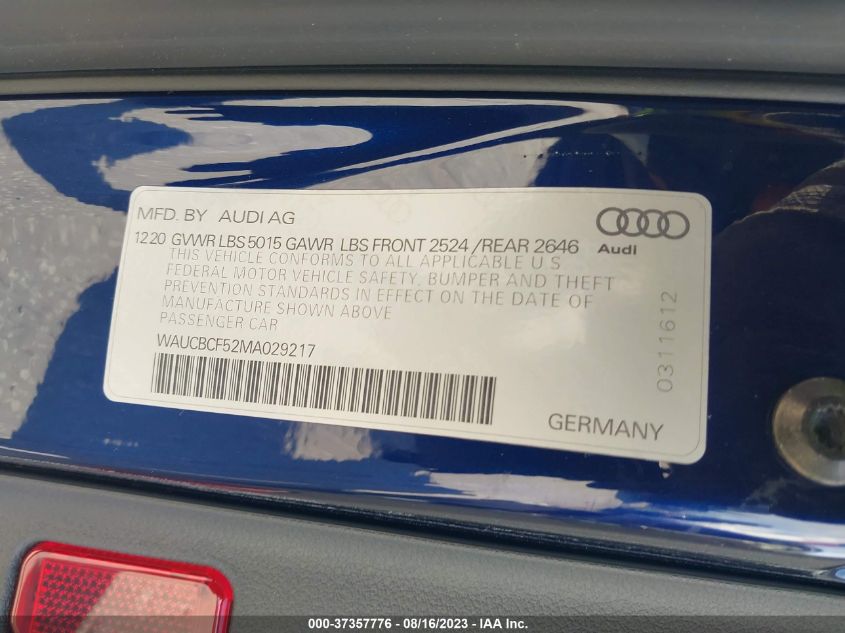 WAUCBCF52MA029217 Audi A5 Sportback PREMIUM PLUS 9