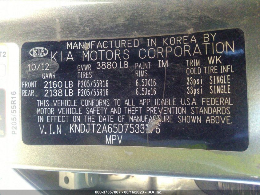 2013 KIA SOUL + - KNDJT2A65D7533176