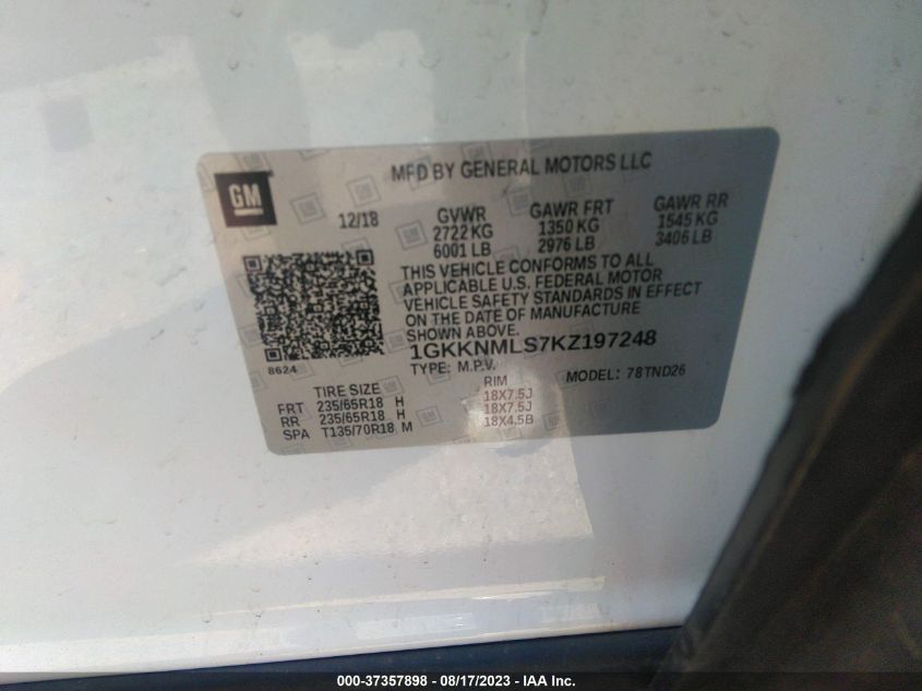 2019 GMC ACADIA SLT-1 - 1GKKNMLS7K2197248