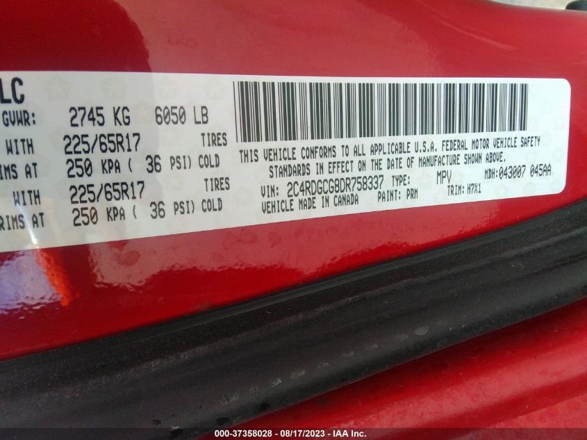 2013 DODGE GRAND CARAVAN SXT - 2C4RDGCG8DR758337
