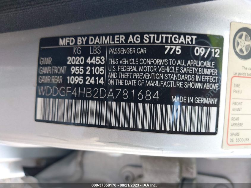 2013 MERCEDES-BENZ C 250 SPORT/LUXURY WDDGF4HB2DA781684