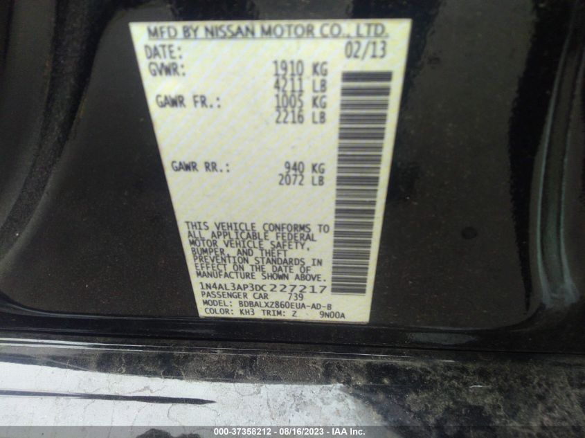 2013 NISSAN ALTIMA 2.5 SL - 1N4AL3AP3DC227217