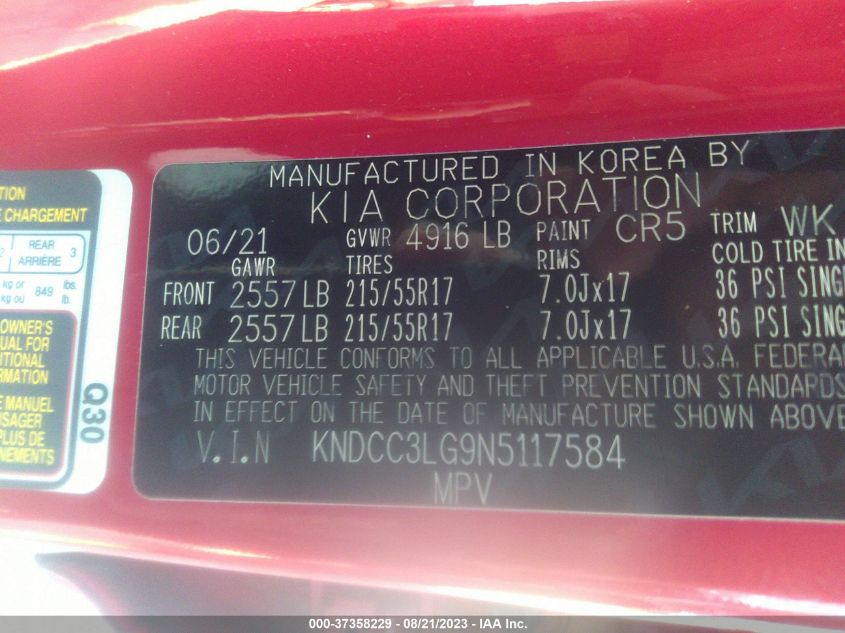 2022 KIA NIRO EV EX - KNDCC3LG9N5117584