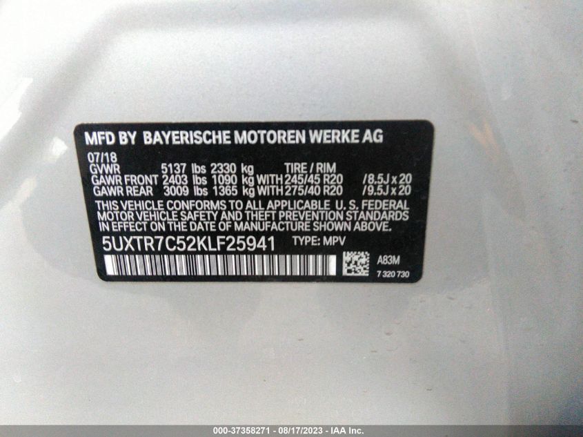 2019 BMW X3 SDRIVE30I - 5UXTR7C52KLF25941